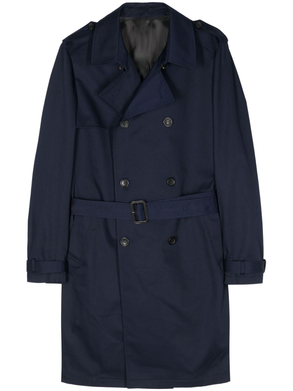 Gabardine-weave double-breasted coat - Blue