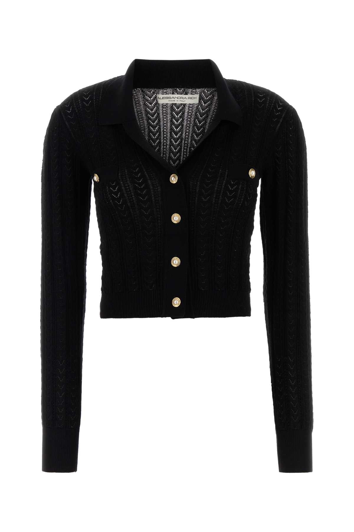 Cable-Knit Cotton Cashmere Cardigan — Black