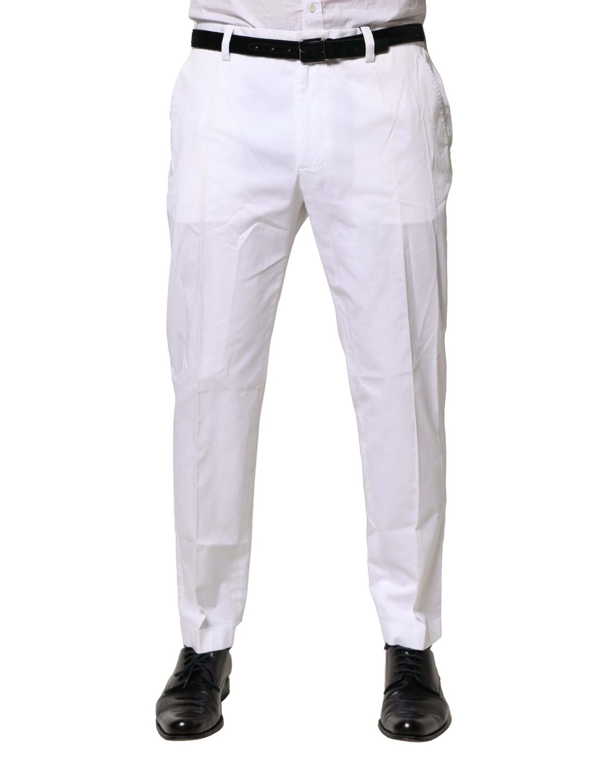 Cotton-Elastane Dress Trousers — White