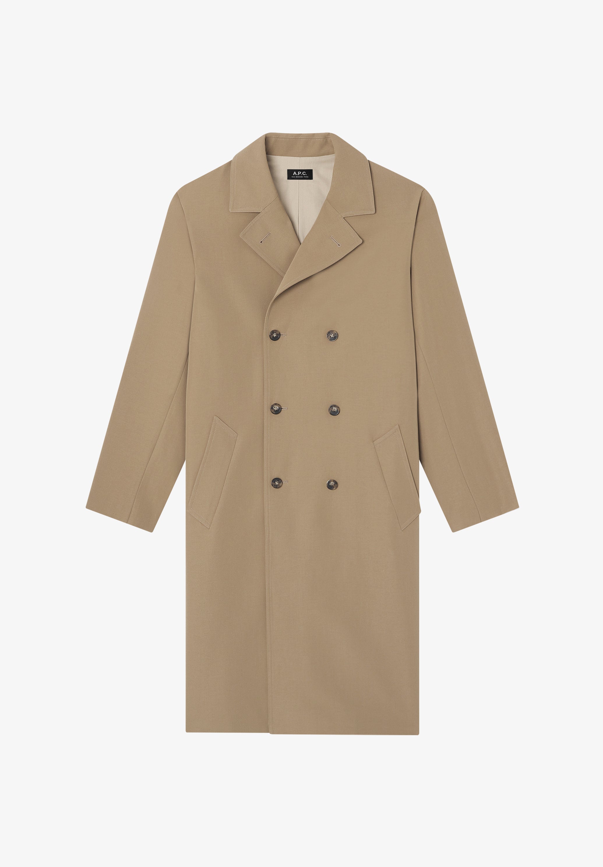 A. P.C. Men's Double-breasted coat Size: Extra Small in Beige