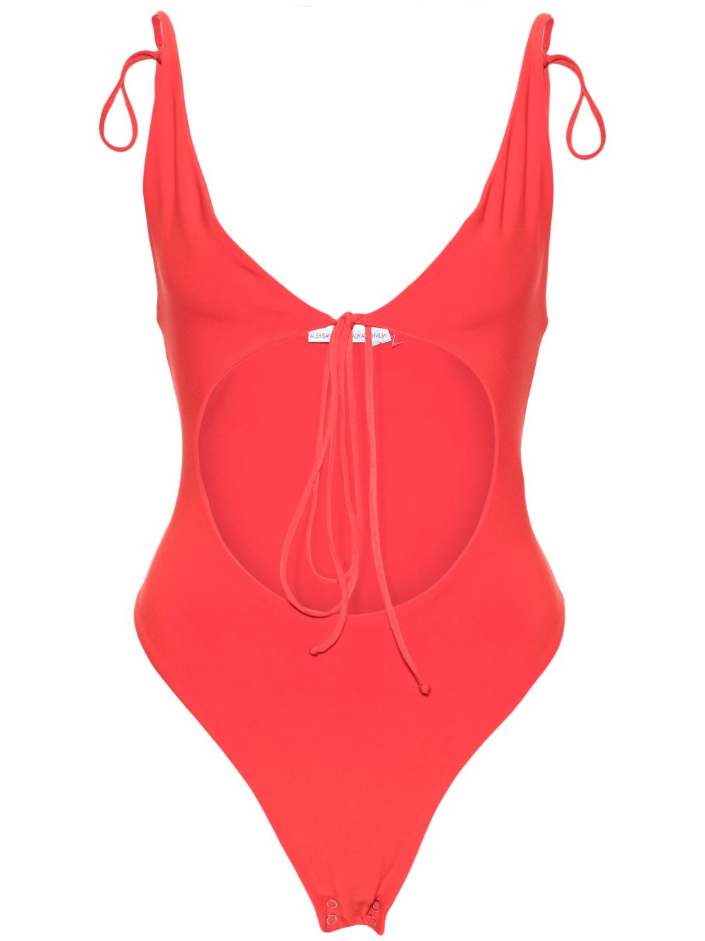 Cut-out tie-fastening bodysuit - Red