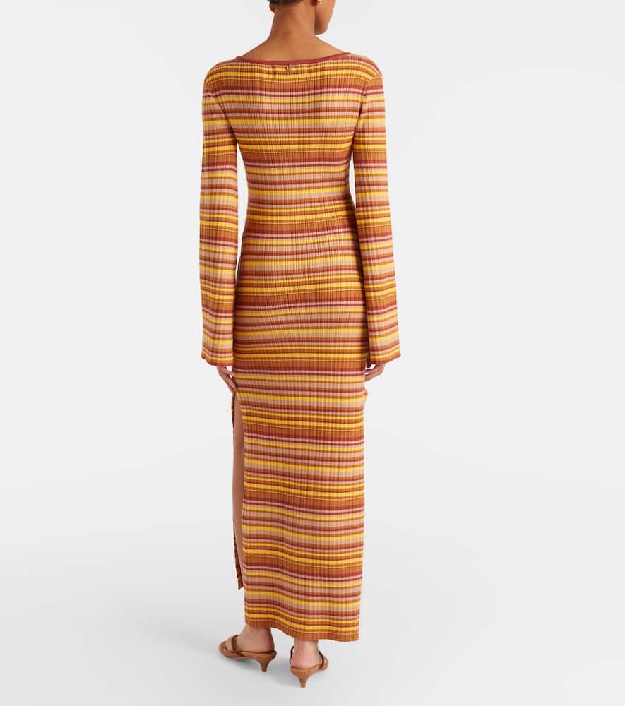 Rey cutout ribbed-knit striped maxi dress