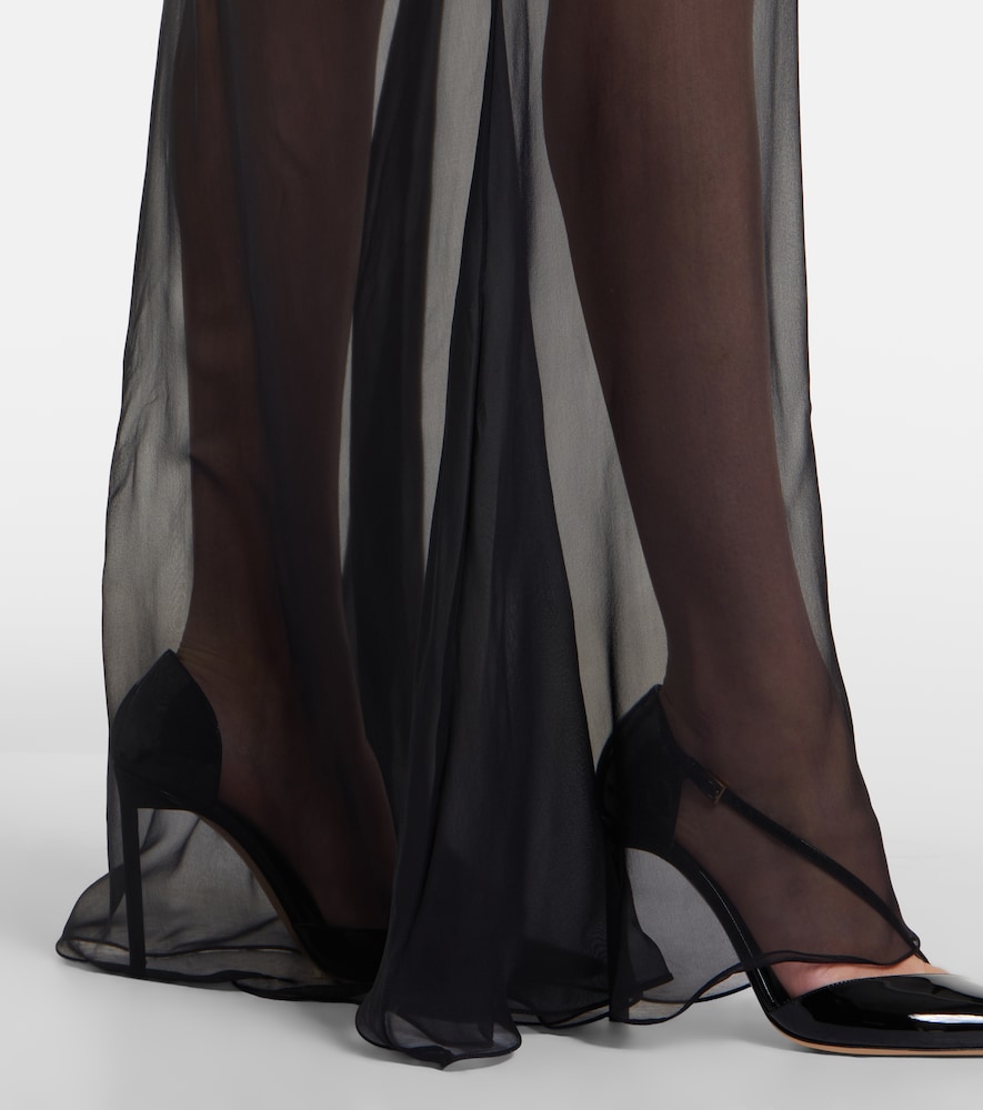 Lace-trimmed satin gown