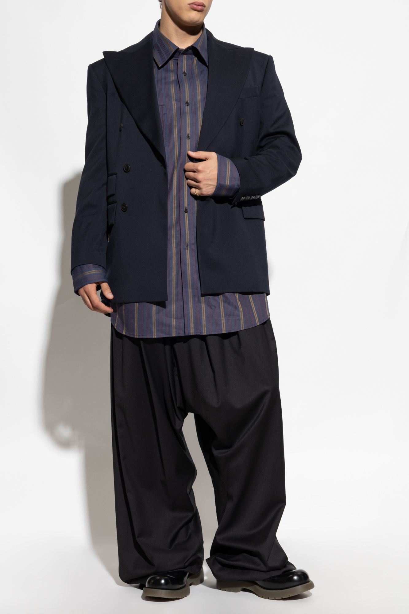 Double-breasted Blazer, Men's, Navy Blue