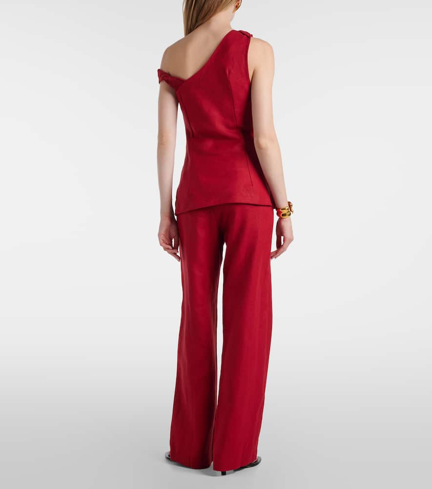 Suis one-shoulder linen top