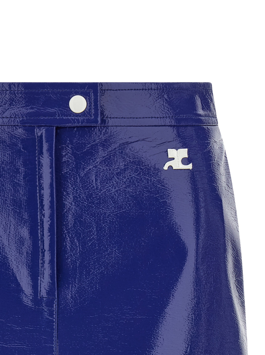 Courrèges - high waist vinyl skirt button detai