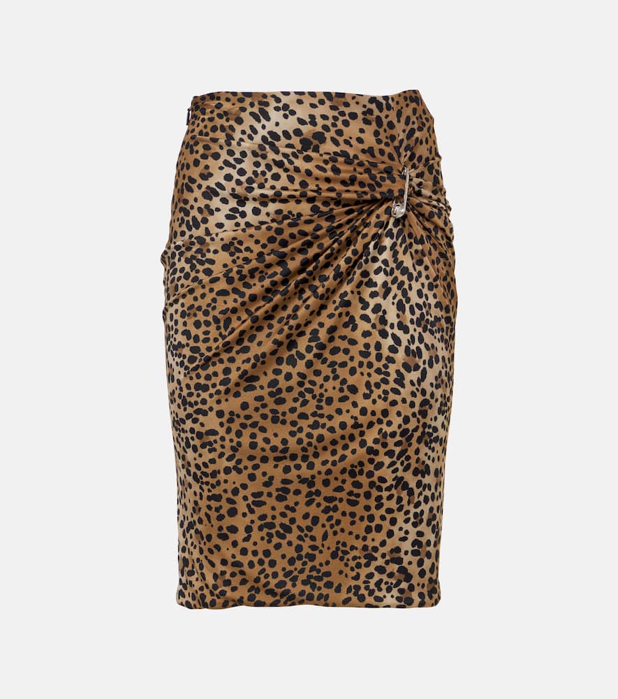 Safety Pin gathered leopard-print pencil skirt