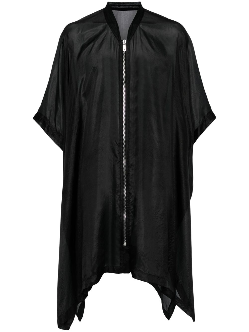 Asymmetric silk-habotai coat - Black