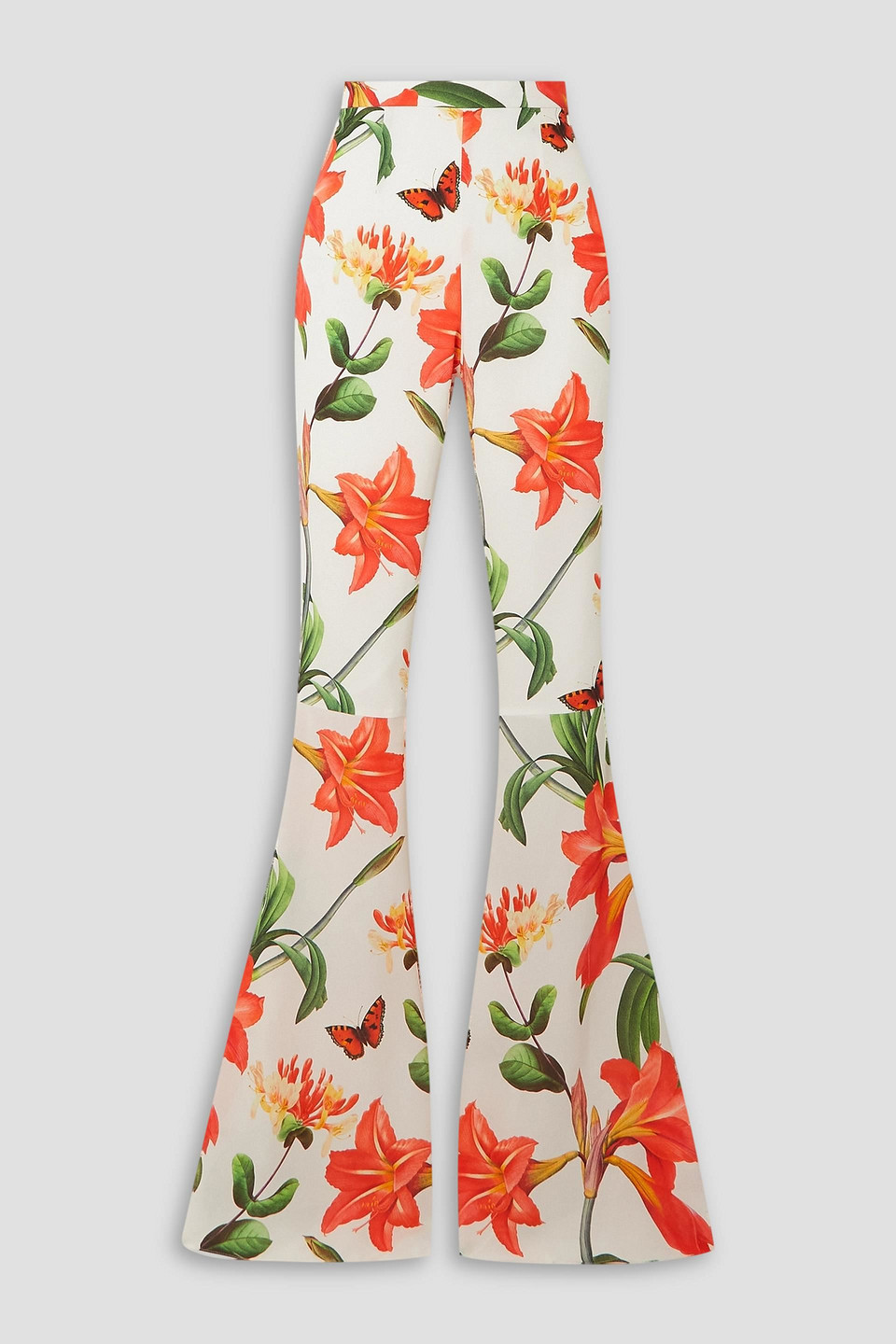 Printed silk-chiffon flared pants
