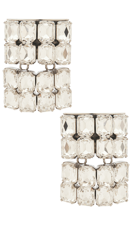 AREA Crystal Pave Earrings in Metallic Silver