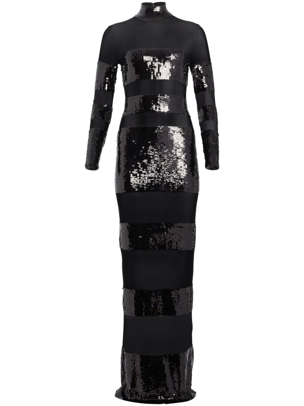 Melina sequin semi-sheer gown - Black