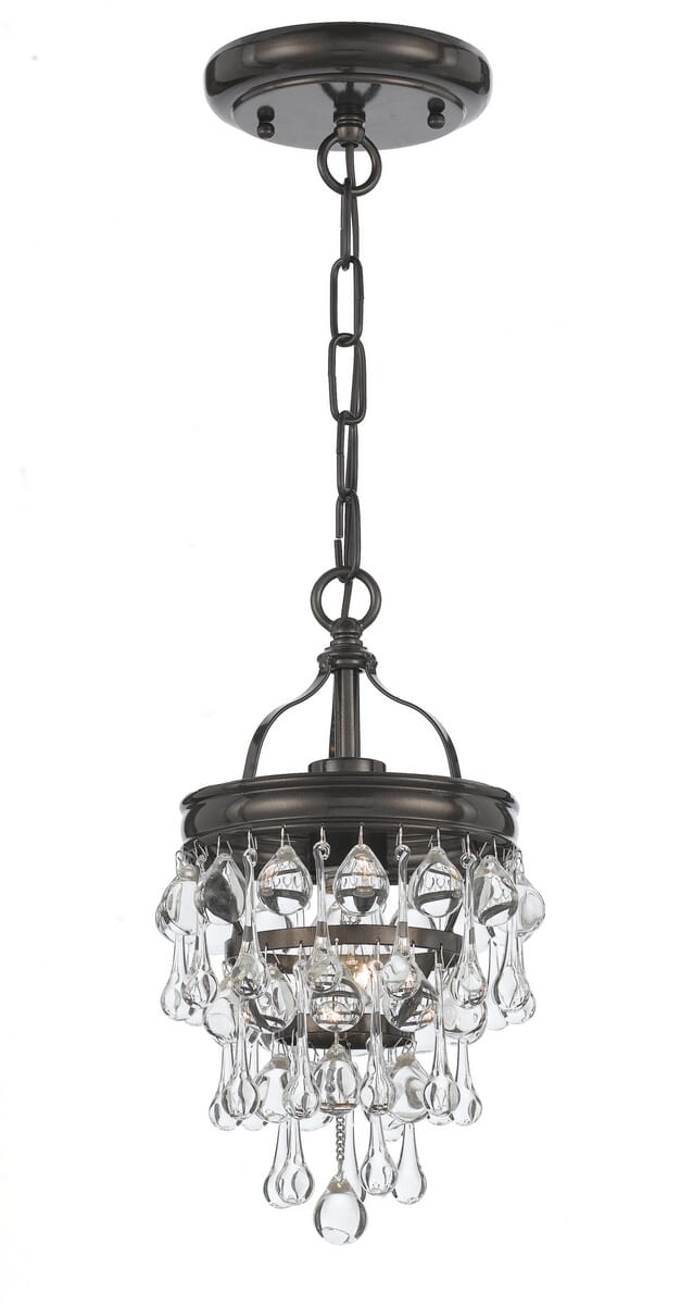 Calypso 14" Mini Chandelier in Vibrant Bronze with Clear Glass Drops Crysta