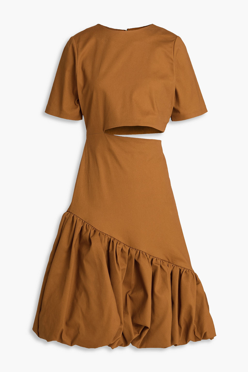 Cutout cotton-blend twill dress - Brown - XXS
