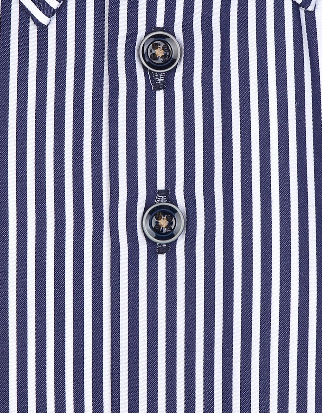 Men's R2 Hidden Button Down Navy Stripe Shirt - Navy/Multi