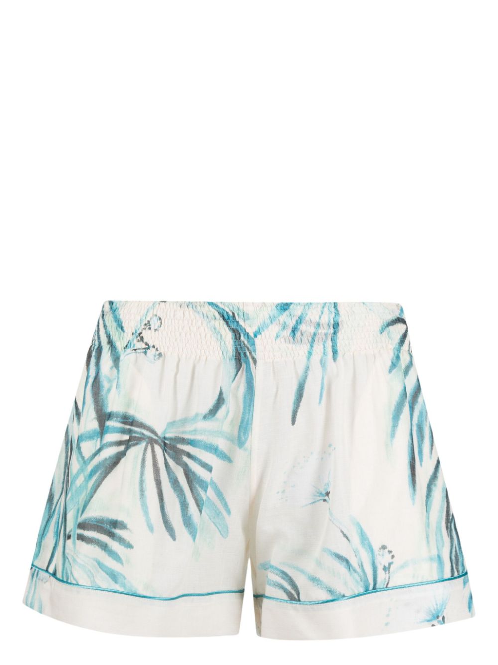 Botanical-print cotton shorts - White