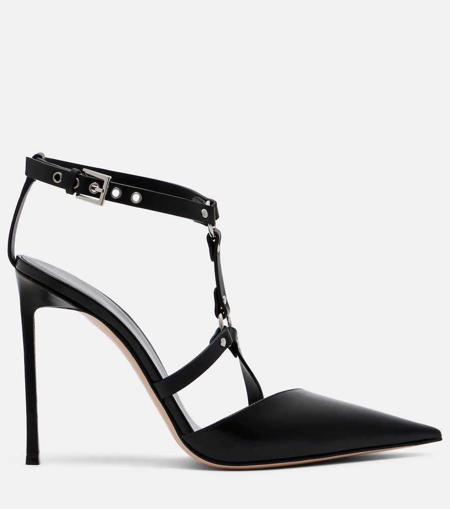 Harness leather slingback pumps