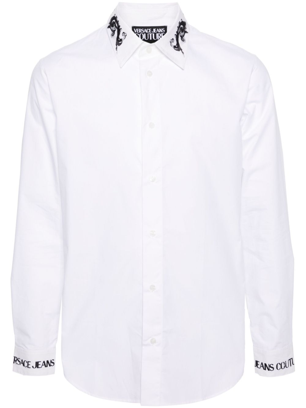 Logo-embroidered cotton shirt - Black