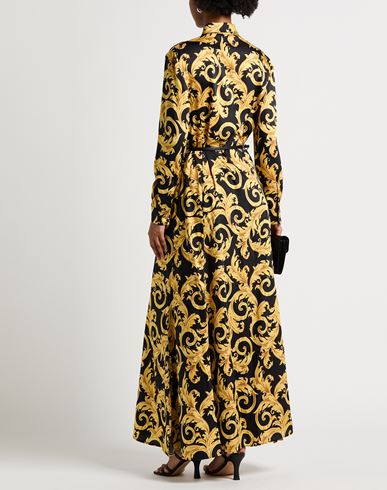 Woman Maxi dress Yellow Size 4 Polyester, Calfskin