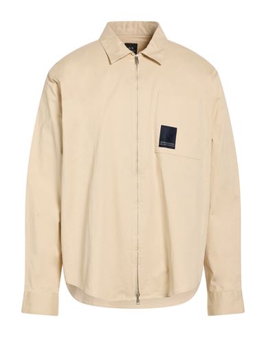 Man Shirt Beige Size XXL Cotton, Elastane