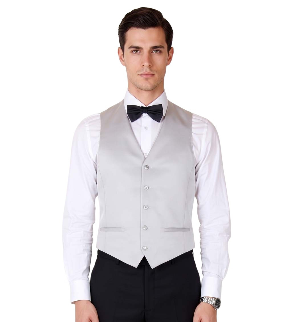 Grey Single Breasted Waistcoat