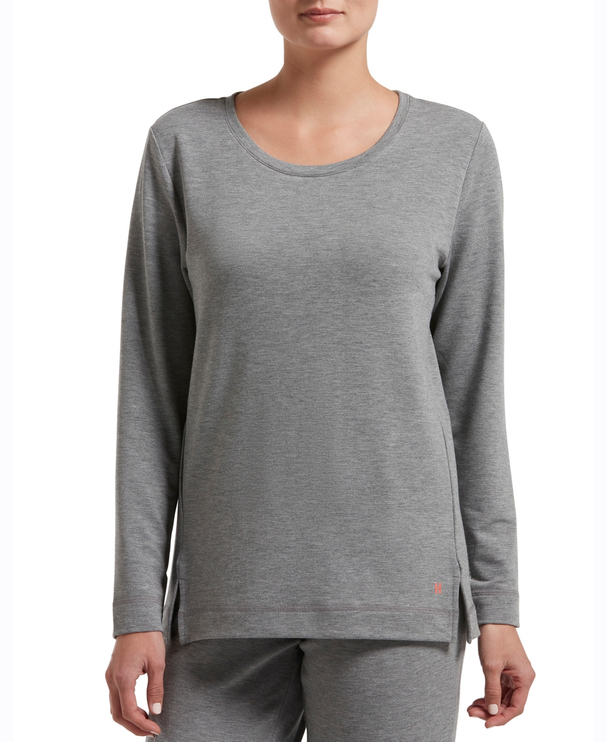 Plus Size Solid Long Sleeve Lounge T-Shirt - Med. Grey Heather