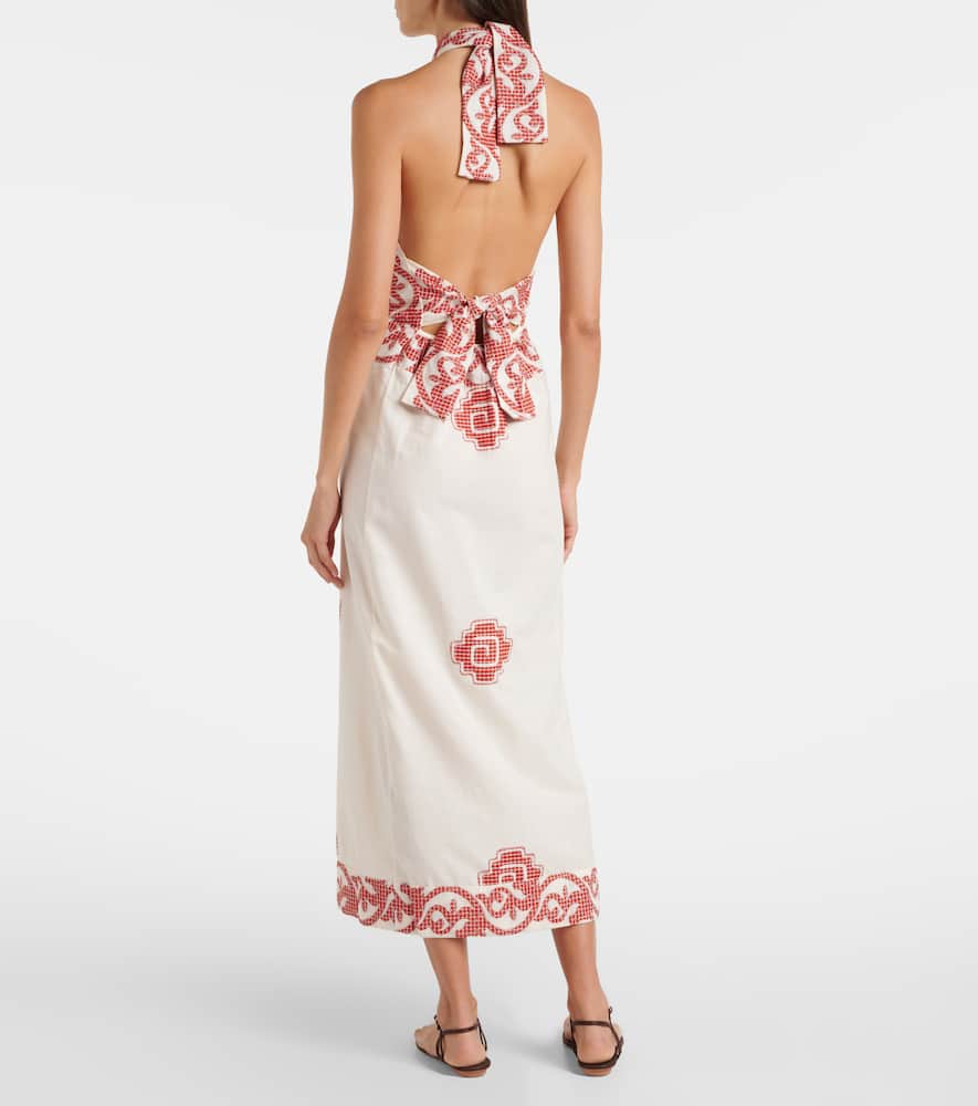Printed cotton midi dress