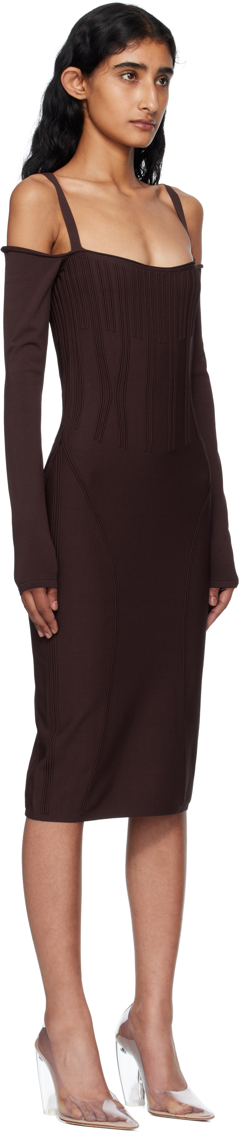 Burgundy Knit Midi Dress