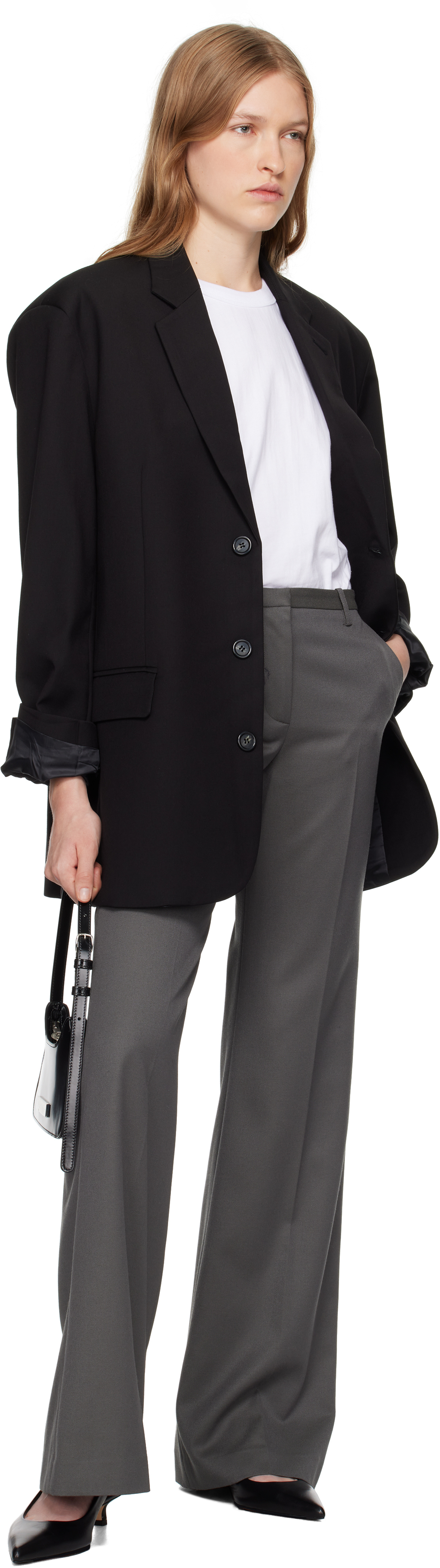 The Frankie Shop Black Gelso Oversized Blazer