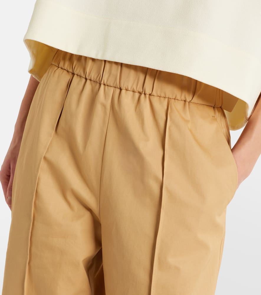 Cotton drill wide-leg pants