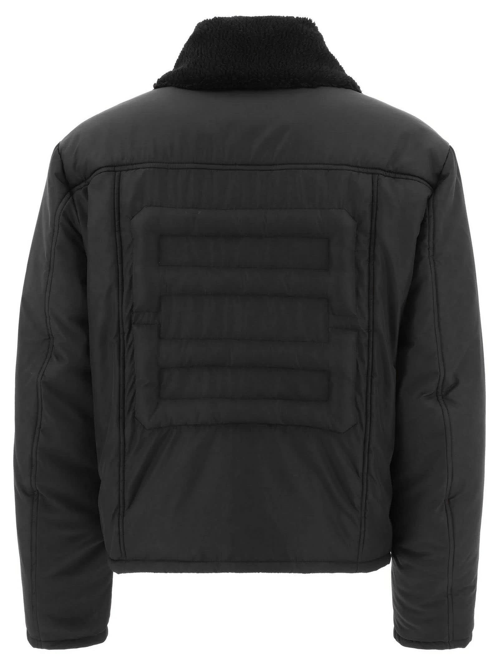 Logo-embossed padded short jacket