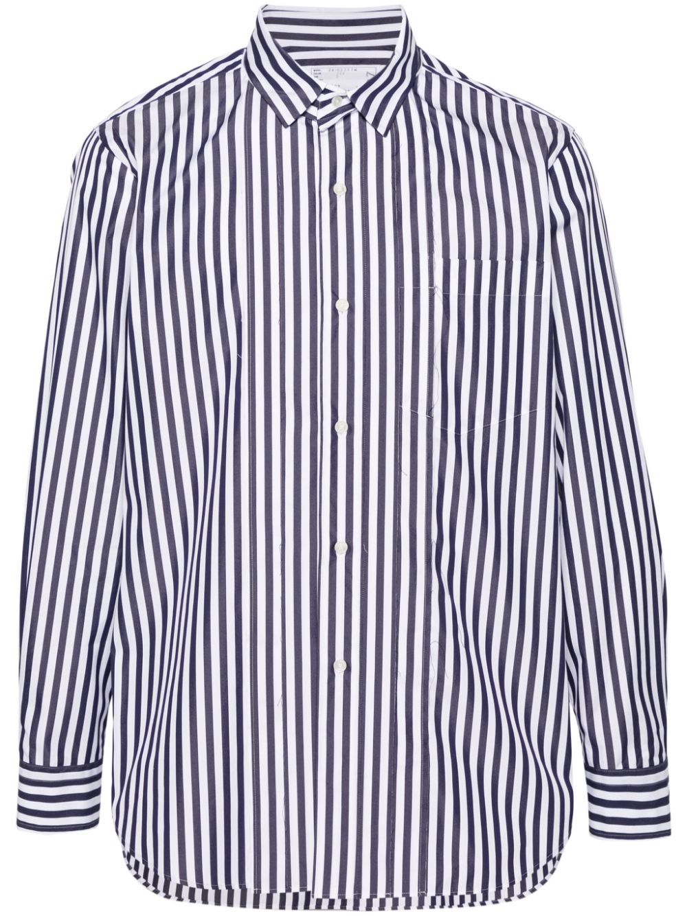 Pintuck-detailing striped shirt - Blue