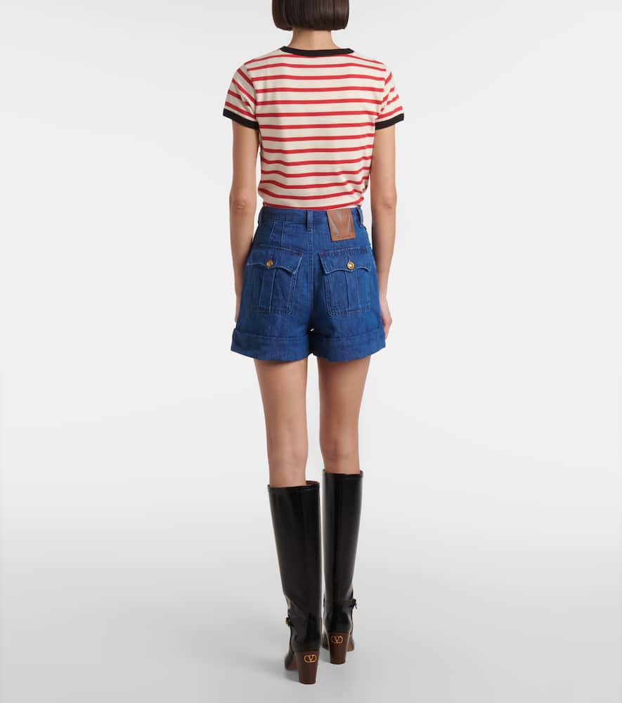 Valentino Cotton and linen denim shorts