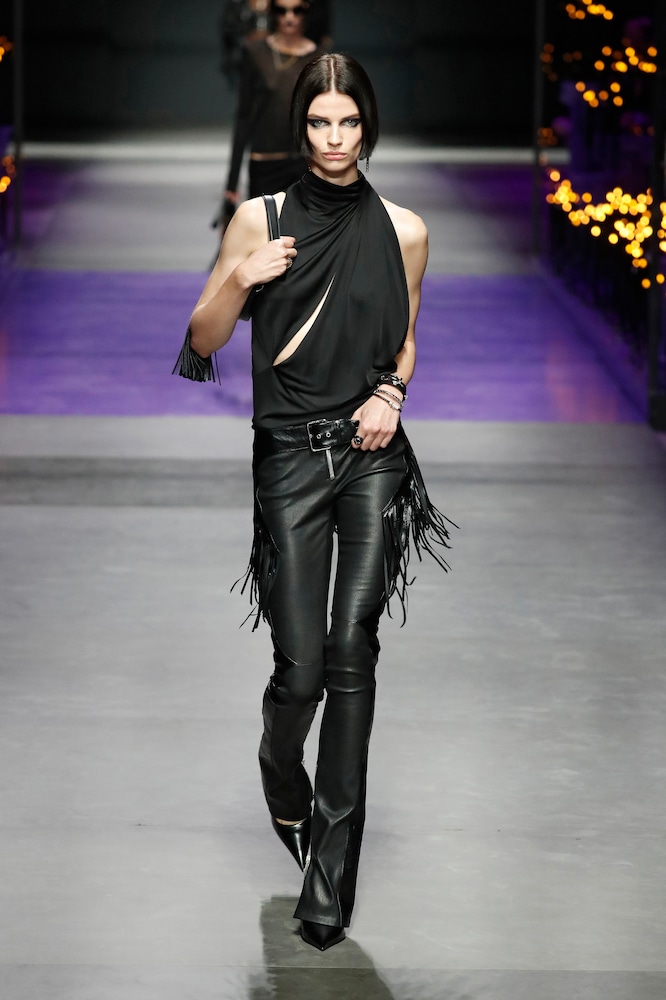 Cutout turtleneck satin top