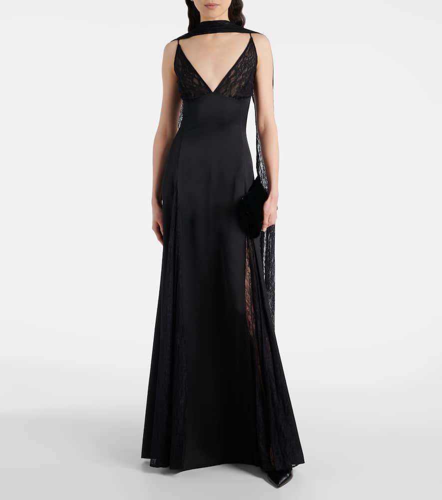 Paige satin and lace gown