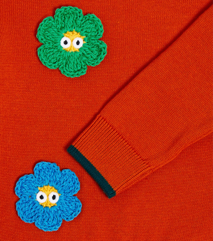 Baby floral-appliqué cotton sweater