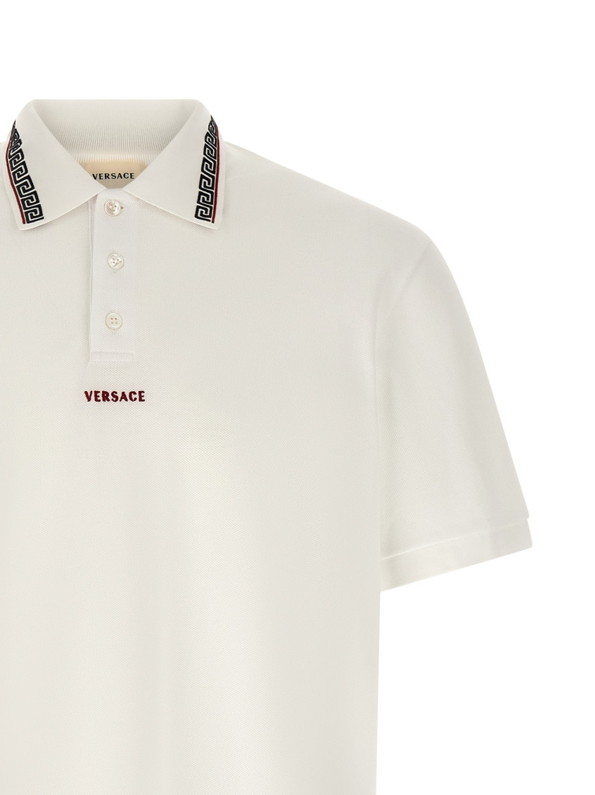 White Logo Shirt Collar Polo