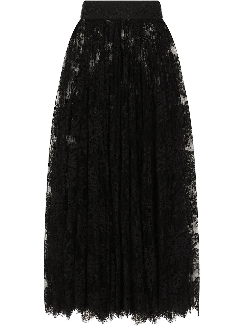 Sheer lace midi skirt - Black