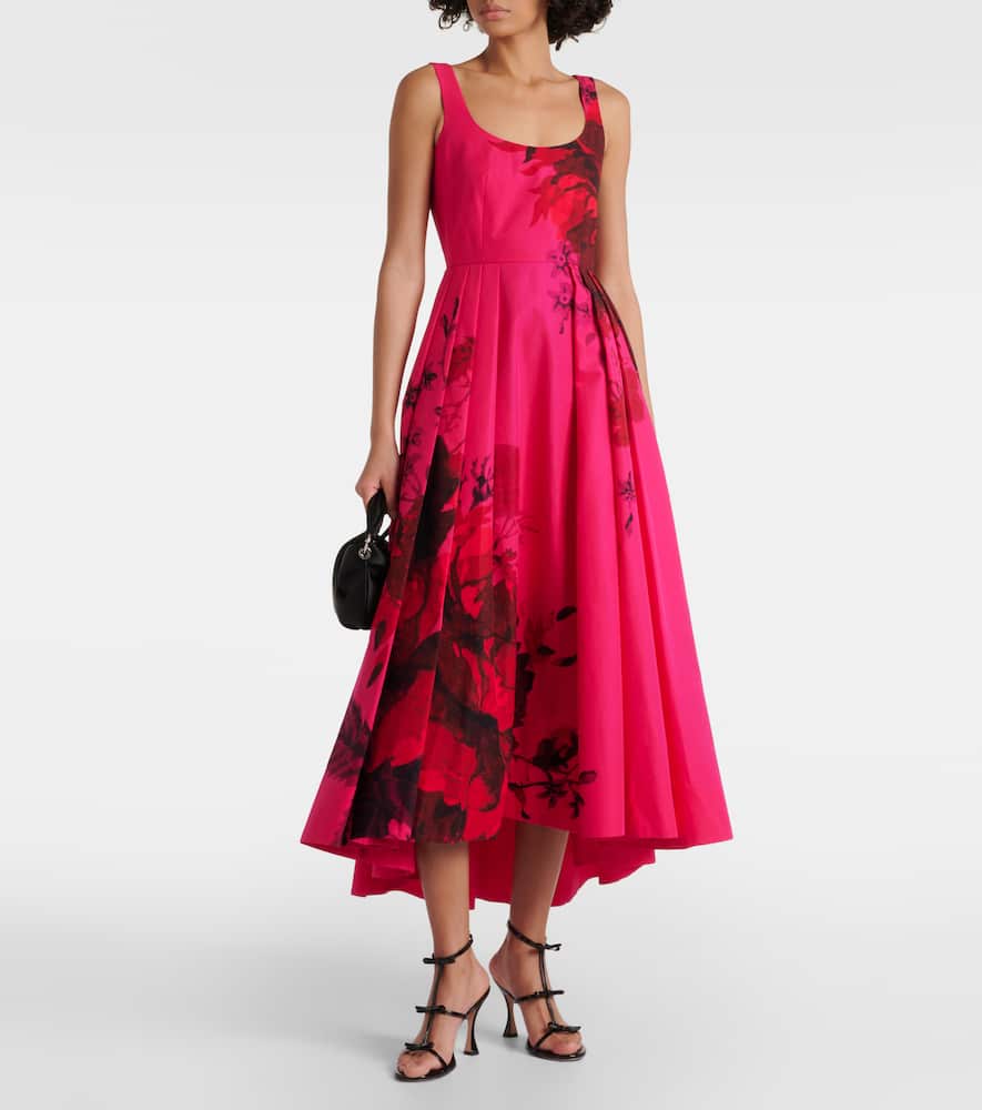Floral cotton faille maxi dress