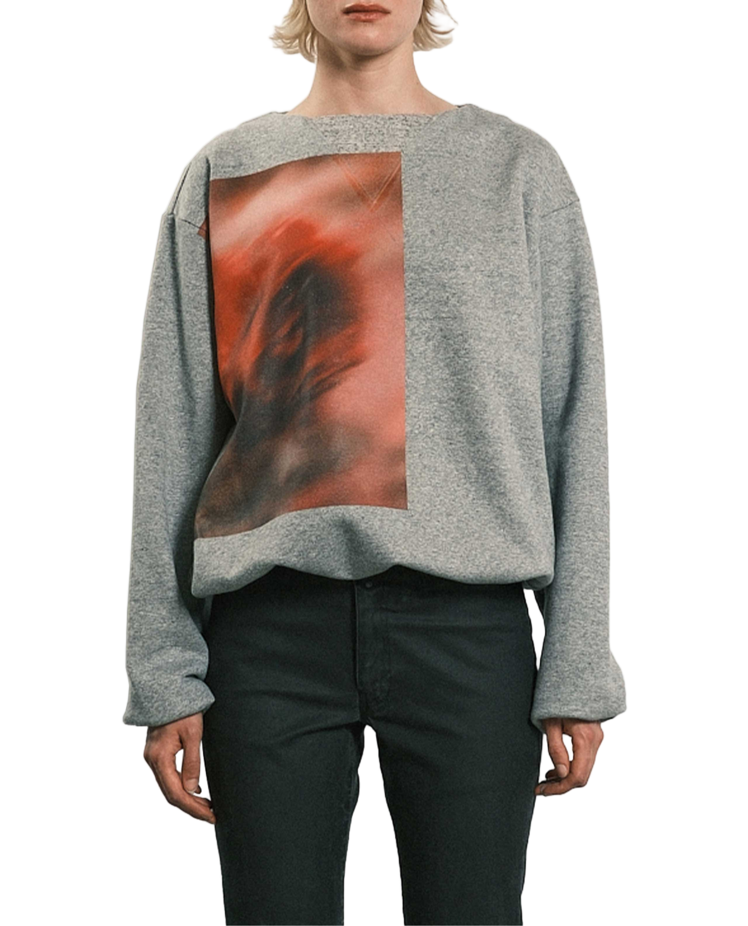 Relaxed Fit Crewneck Sweatshirt With Abstract Prints