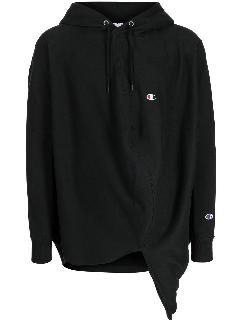 Draped drawstring hoodie - Black