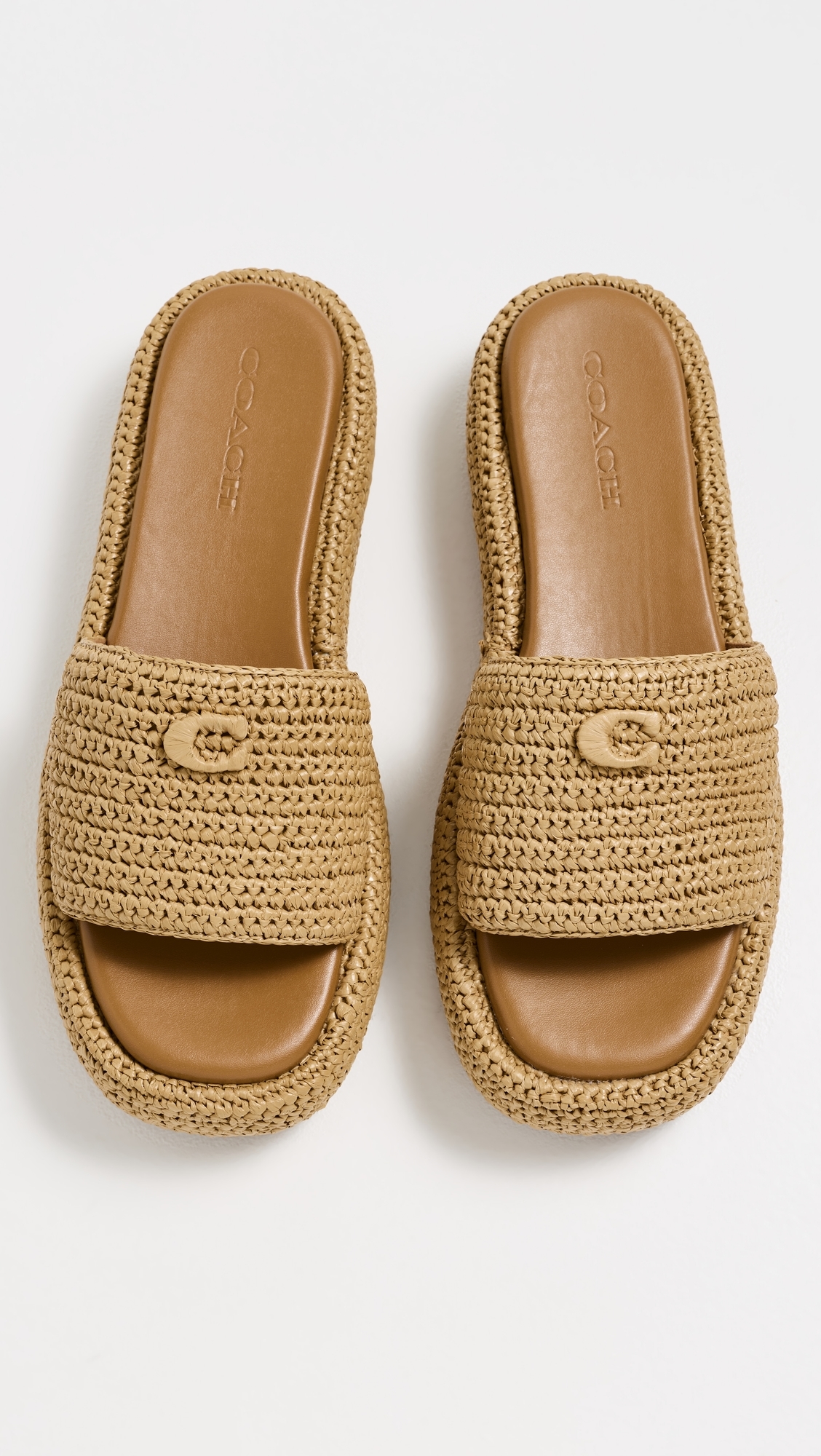 Sculpted C Platform Slides Natural Raffia