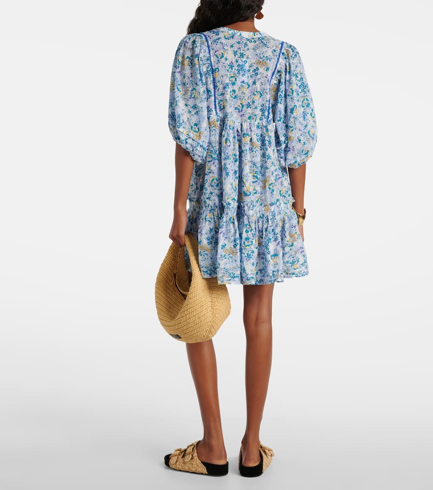 Aria floral gathered cotton minidress