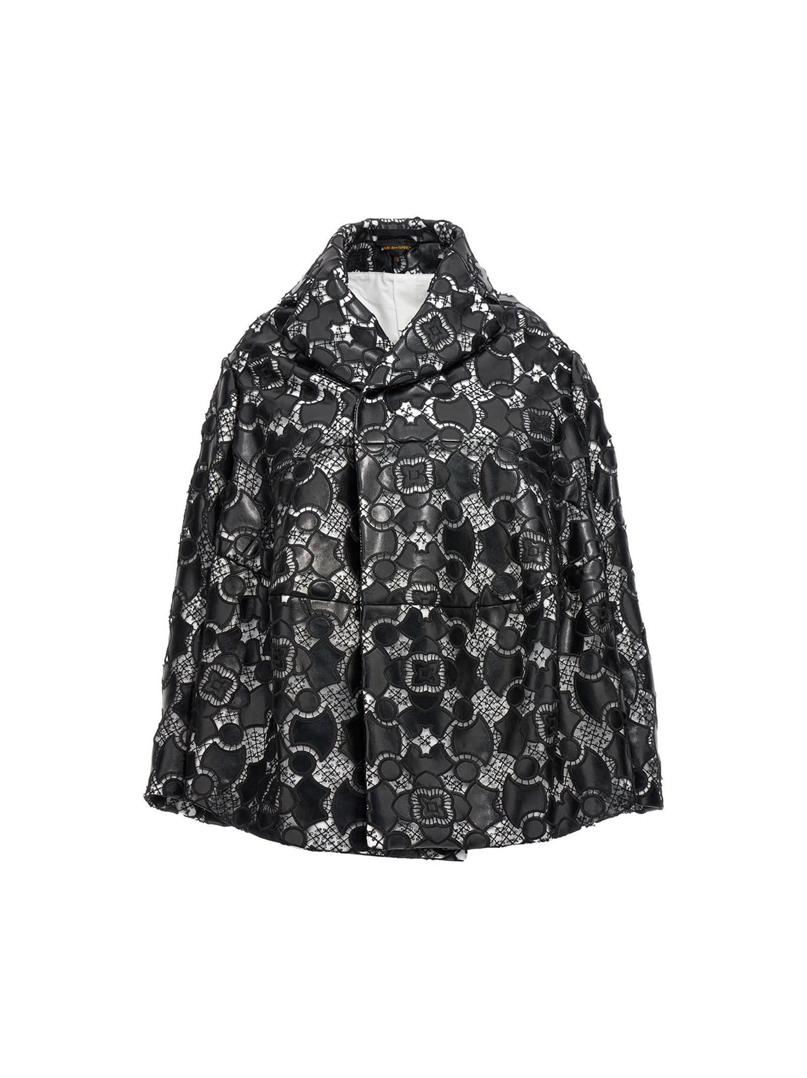 Laser-Cut Lace Polyurethane Jacket — Black