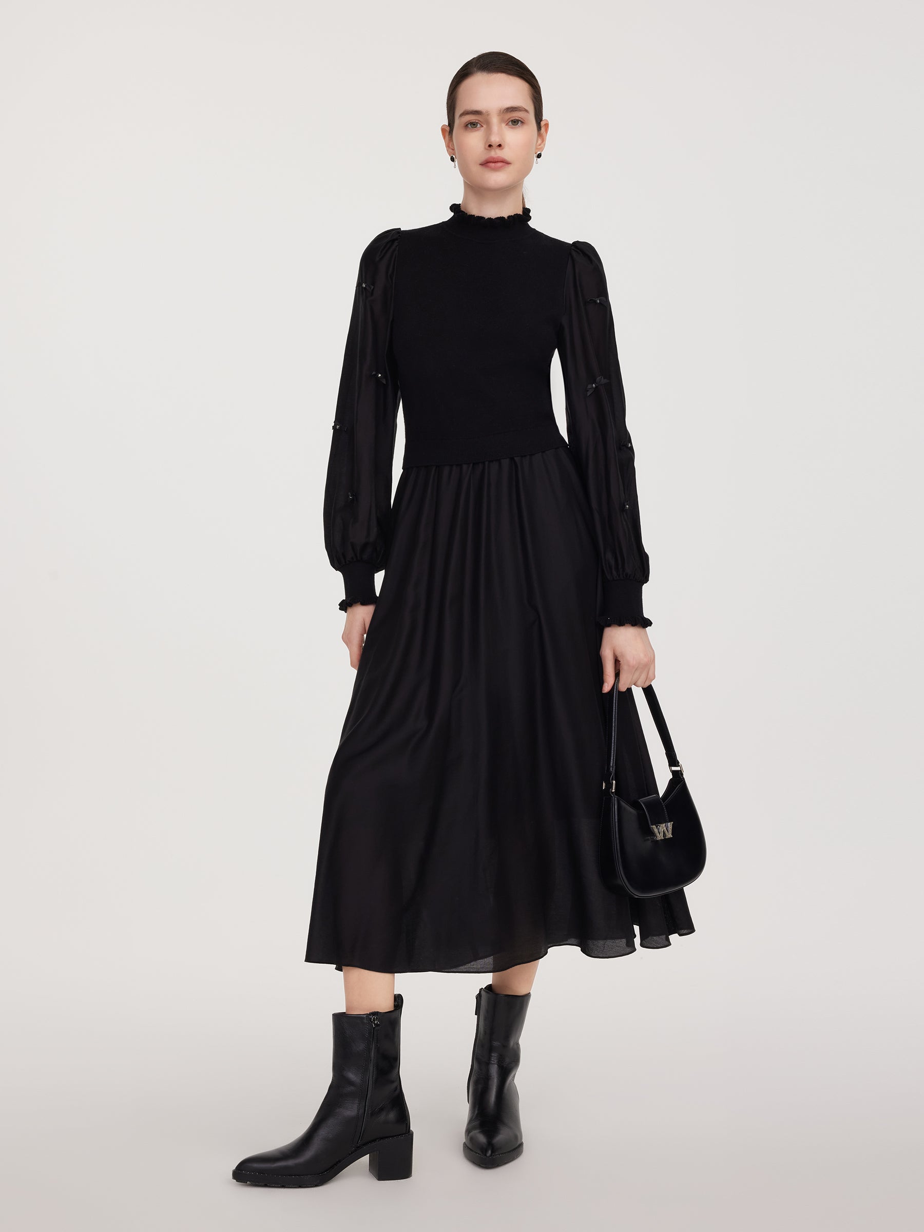 Tencel Blend Patchwork Women Maxi Dress