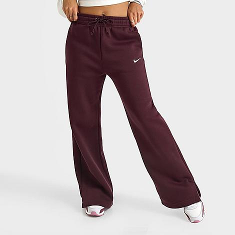 Women's Sportswear Phoenix Fleece Wide-Leg Sweatpants in Burgundy Crush/Sail