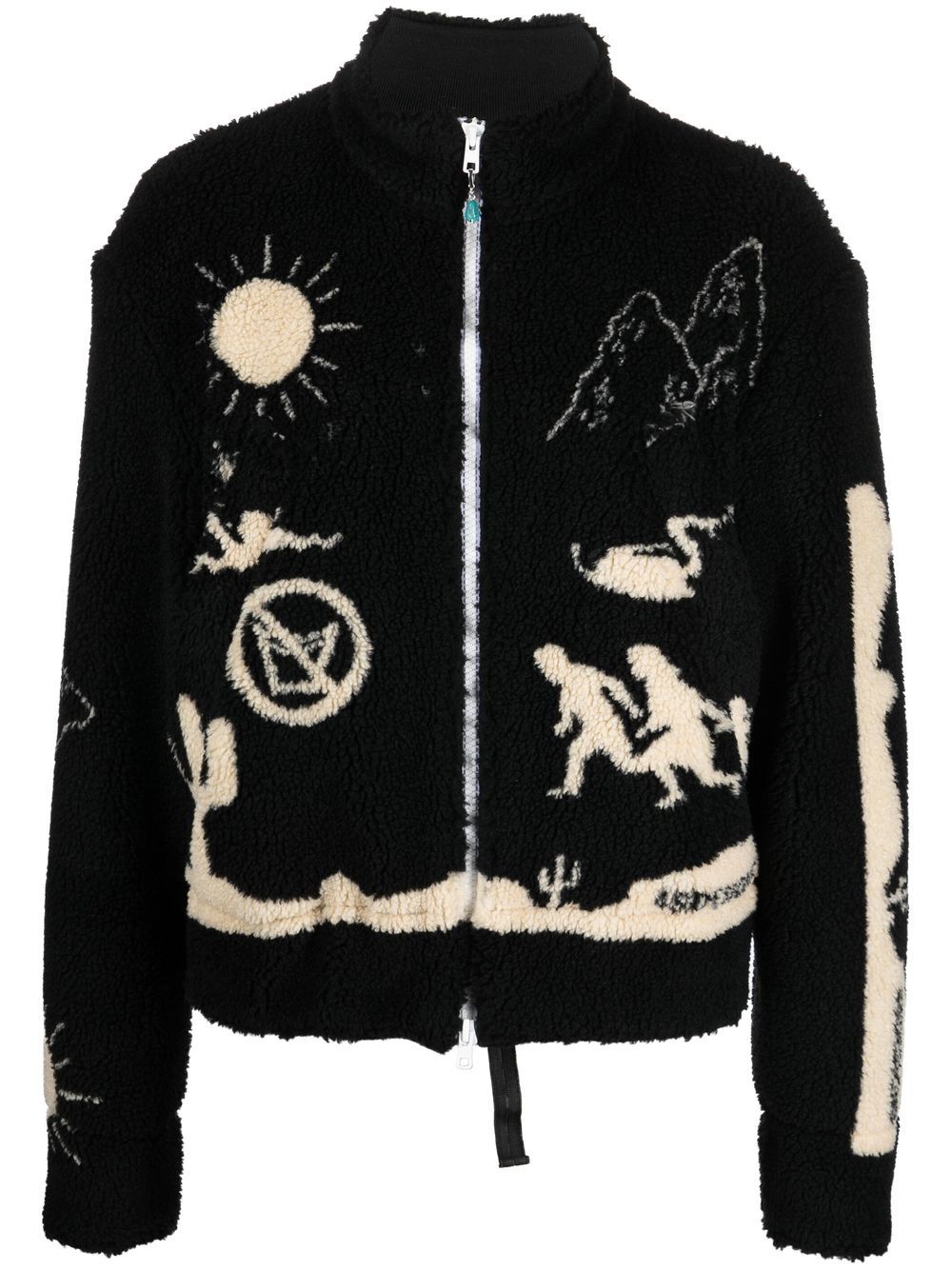 Graphic-print textured jacket