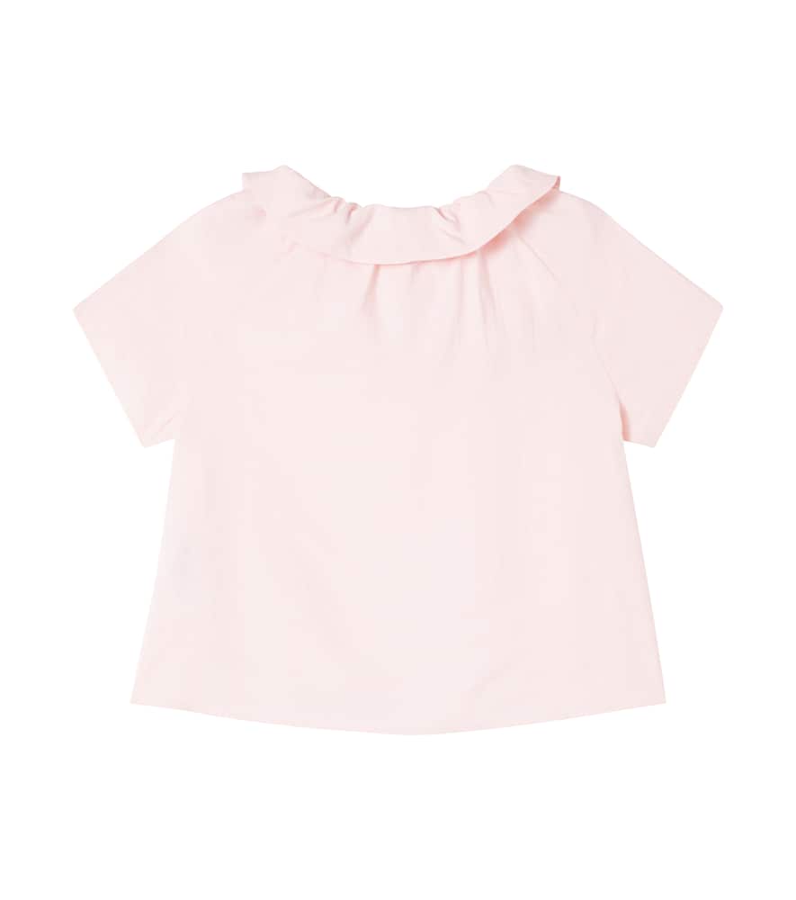 Logo ruffled jersey top