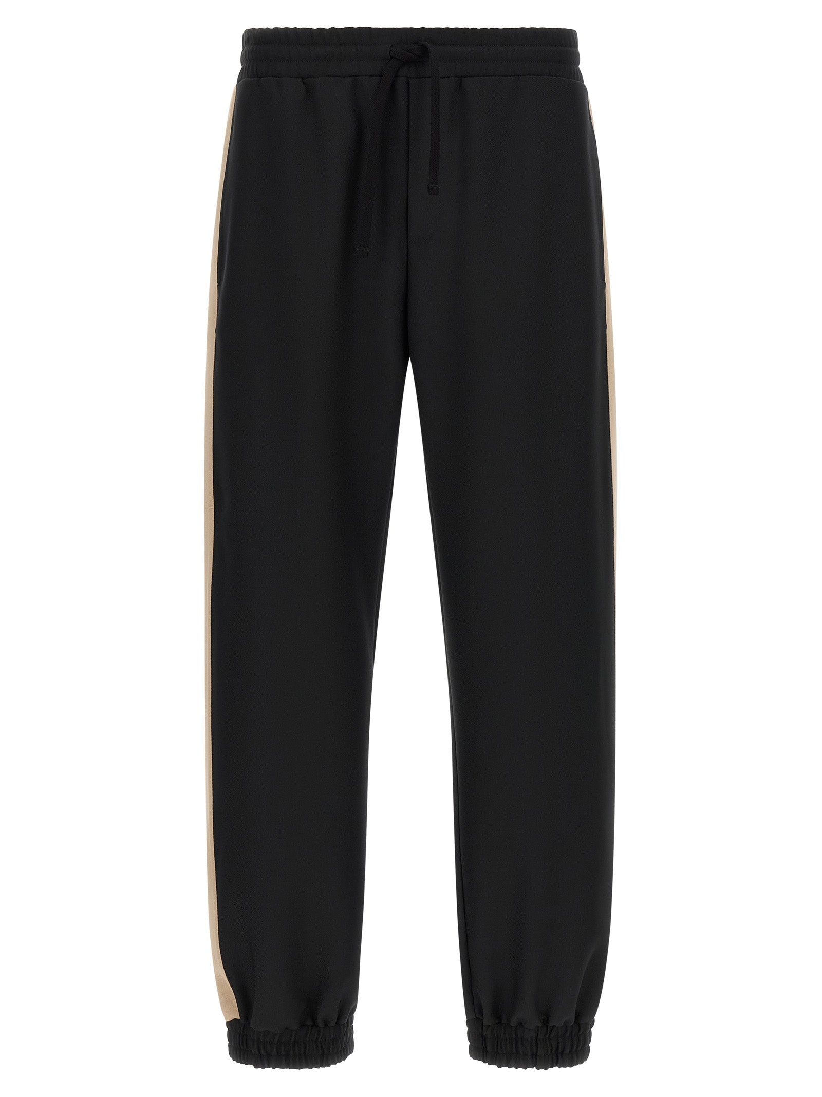 Side-Striped Polyester Joggers — Black