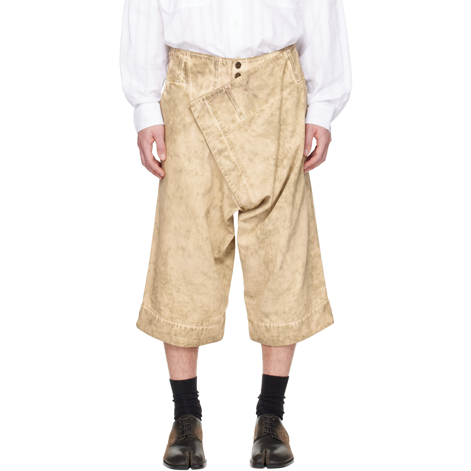 Beige Inferno Denim Shorts