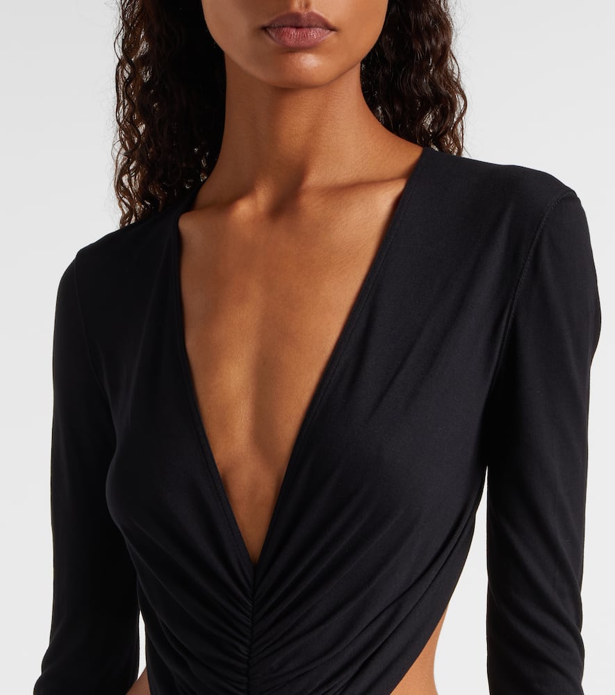 Poppy ruched open-back jersey gown